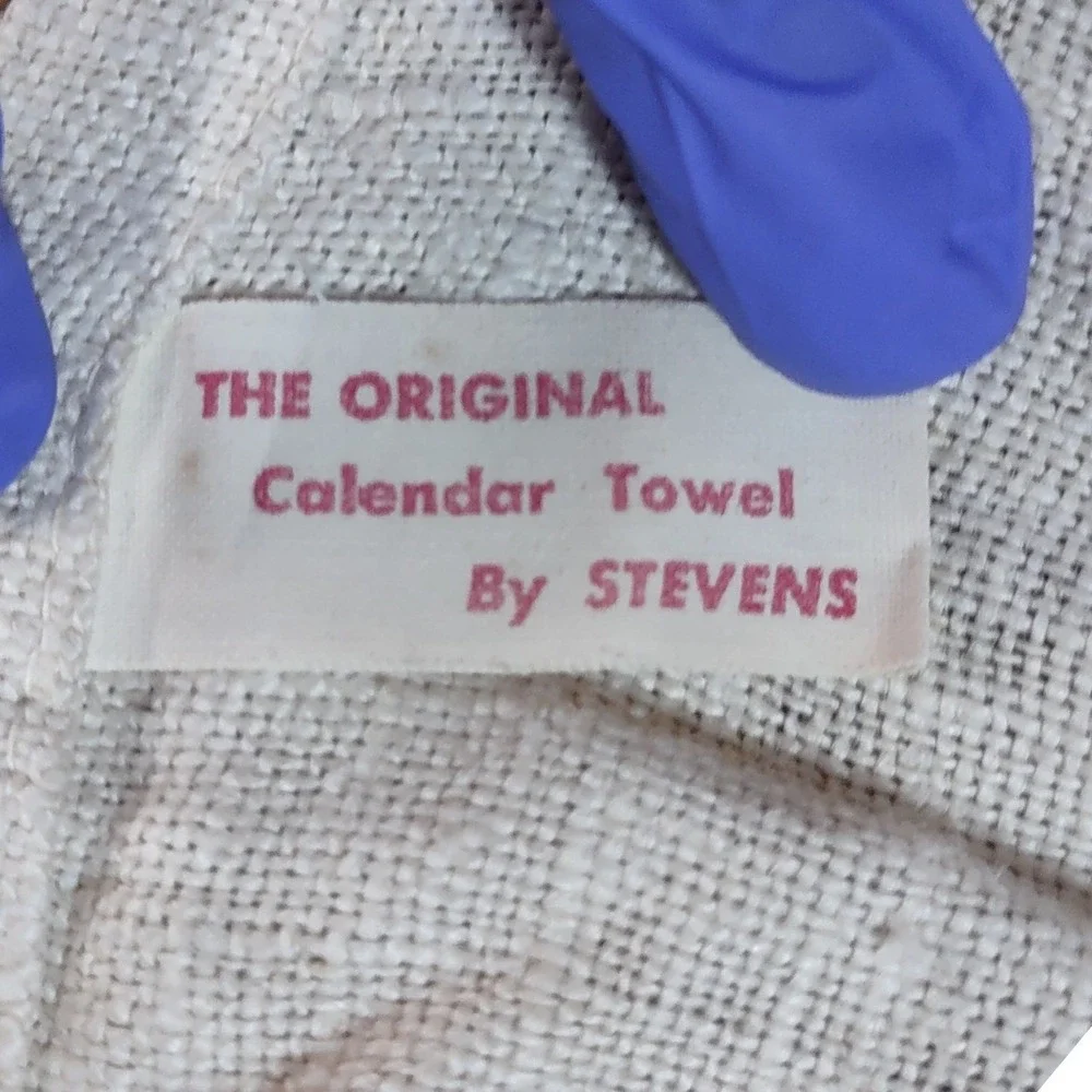 Vintage 1962 Stevens Linen Kitchen Calendar Tea Towel Americana 100% Linen